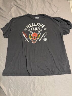 Netflix Hellfire Club Black Tee with Red & Yellow Demon Graphic